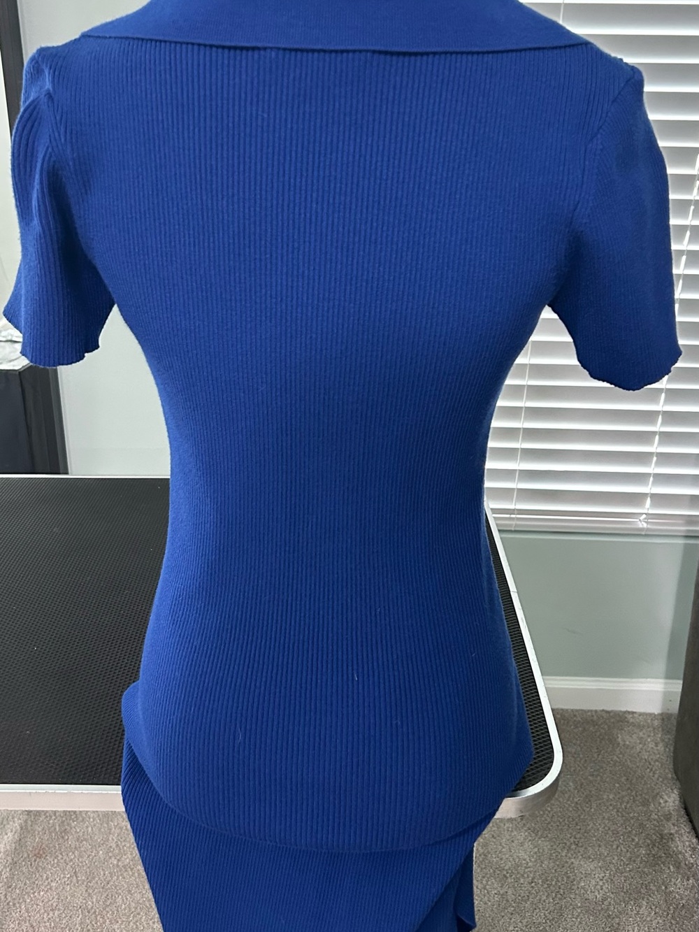 Alexia Admor Royal Blue Ribbed Polo Midi Dress with Buttons - Picture 2 of 3